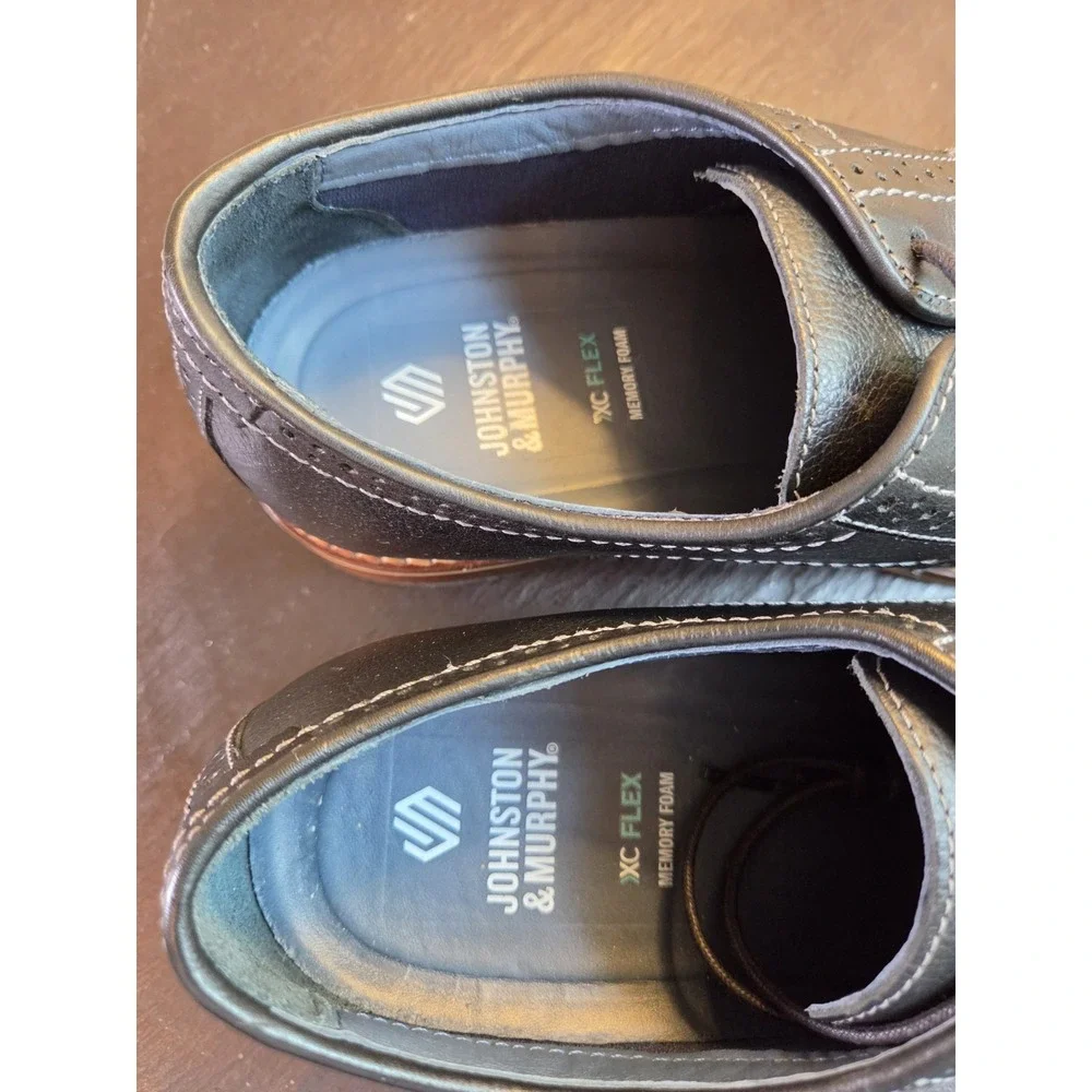 Johnston & Murphy Men's Raleigh XC Flex Leather Plain Toe Black Sz 10.5 NEW $175